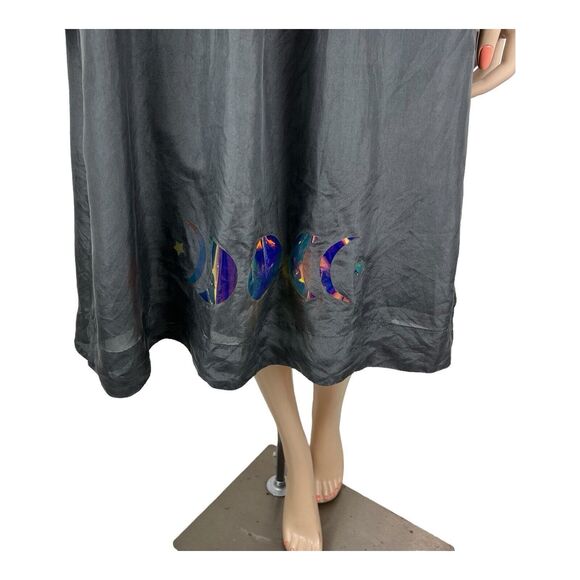 Eileen Fisher Gray Silk Chiffon Pleated Lined Sleeveless Beaded Dress MEDIUM - Picture 3 of 15